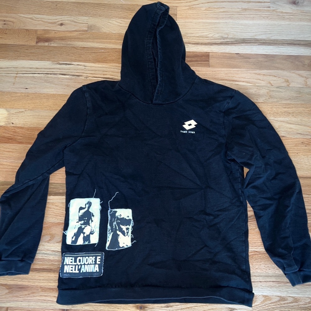 Damir Doma x Lotto Black Graphic Hoodie Sweatshirt  Sz Xl  Very Rare